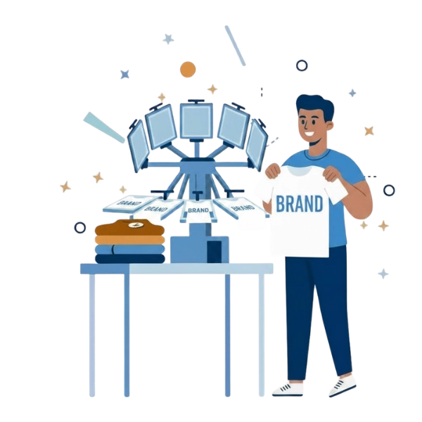 Custom decorator fulfilling on-demand branded merch with MOQ1