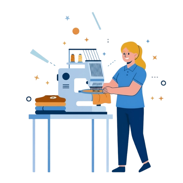 Apparel decorator using MOQ1 for on-demand branded merchandise