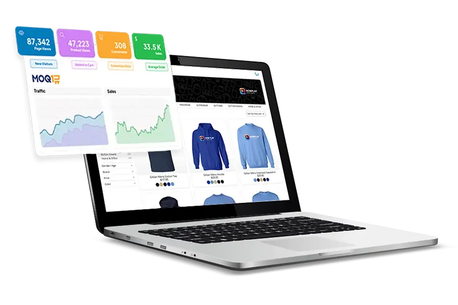 Earning on every order through an on-demand branded merchandise shop on MOQ1